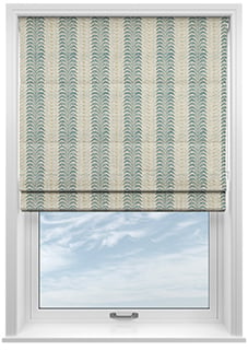 Land & Shore Fintra Stripe, Teal - Twist&Fit Roman Blind